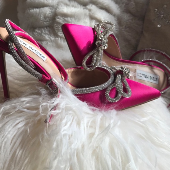 Double bow satin Fuchsia 7.5 pumps - Picture 3 of 11